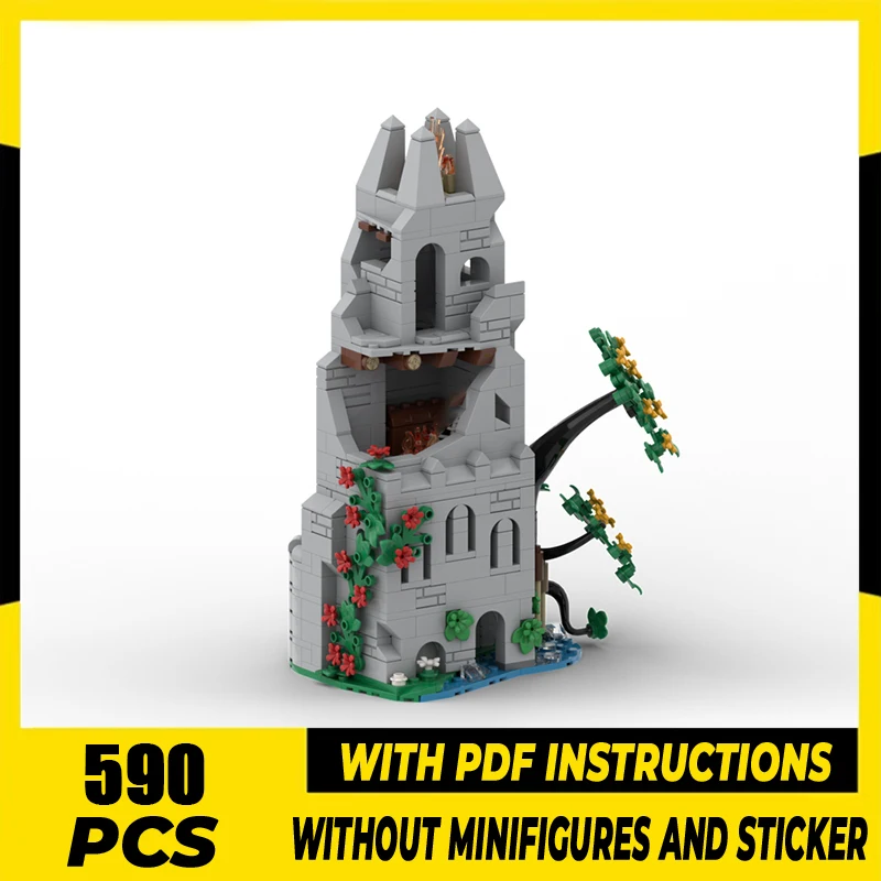 

Medieval Castle Model Moc Building Blocks Beacon Ruins Bricks Model DIY Assembly Construction Toy Holiday Birthday Gifts