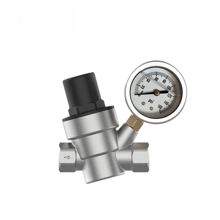 Adjustable Water Pressure Regulator Valve Brass 3/4 Inch With Gauge And Filter Screen For RV /Camper Trailer /Motorhome Plumbing