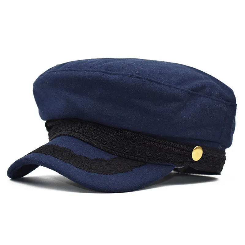 

Fashion Wool Lace Beret Sun Octagonal Hat Women s English Style