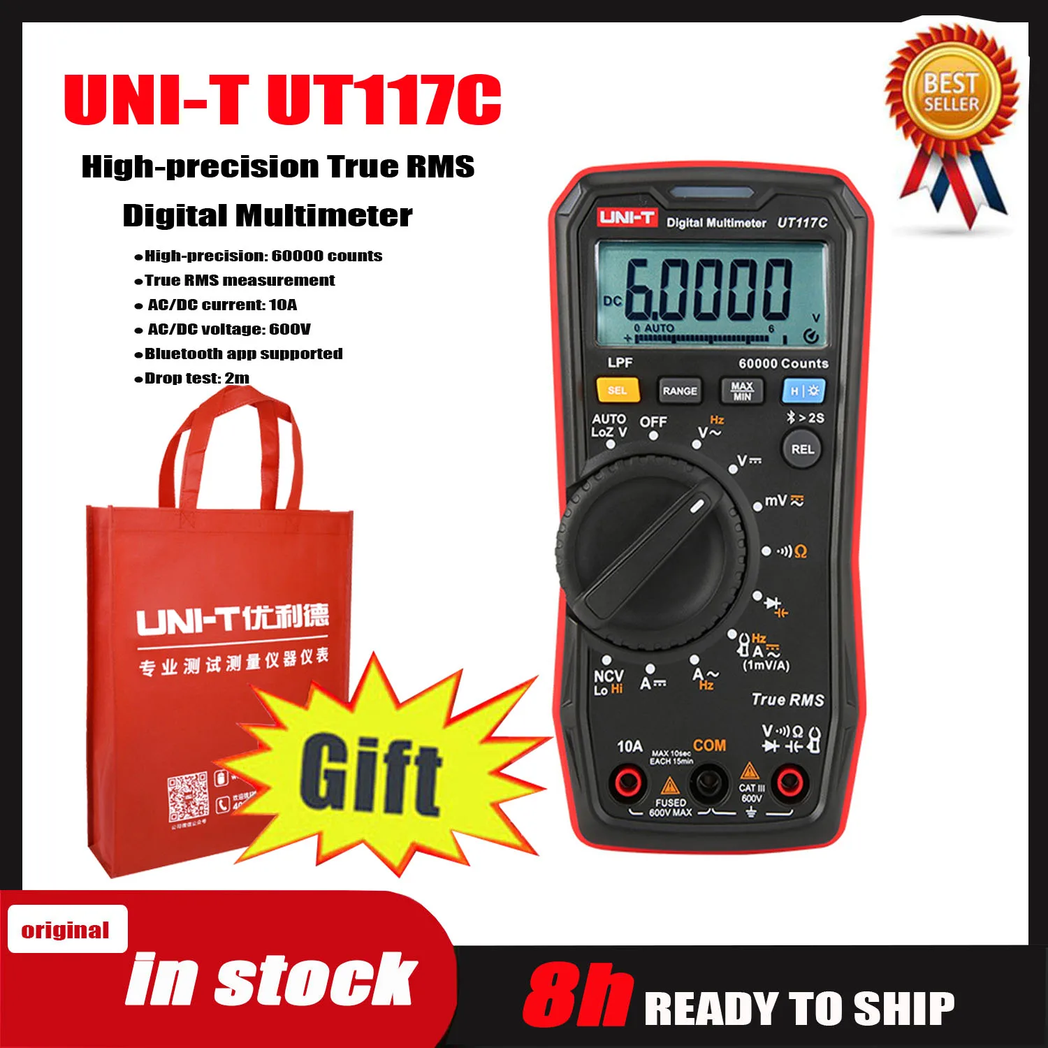 UNI-T UT117C High-precision True Effective Value Professional Multimeter AC/DC Multi-purpose Electrical Original Ohmmeter.