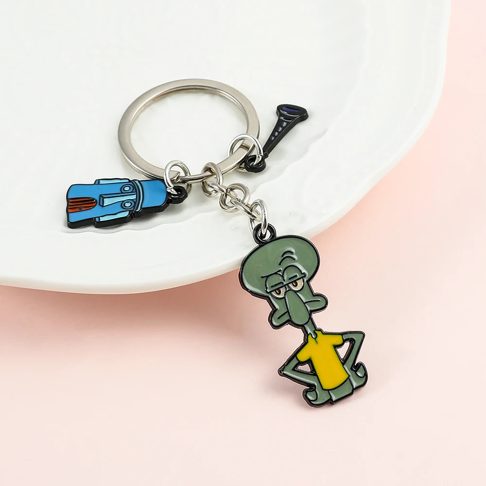 Classic Cartoon Anime SpongeBob SquarePants Keychain Cute Cartoon Figure Pendant Accessory Squidward Tentacles Pendant Keychain