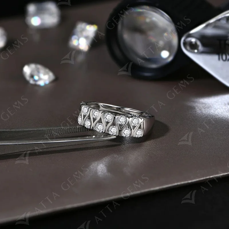 ATTAGEMS New 0.66ct Moissanite Diamond Ring for Women D VVS1 Color S925 Sliver Engagement Wedding Band Fine Jewelry Luxury Gift