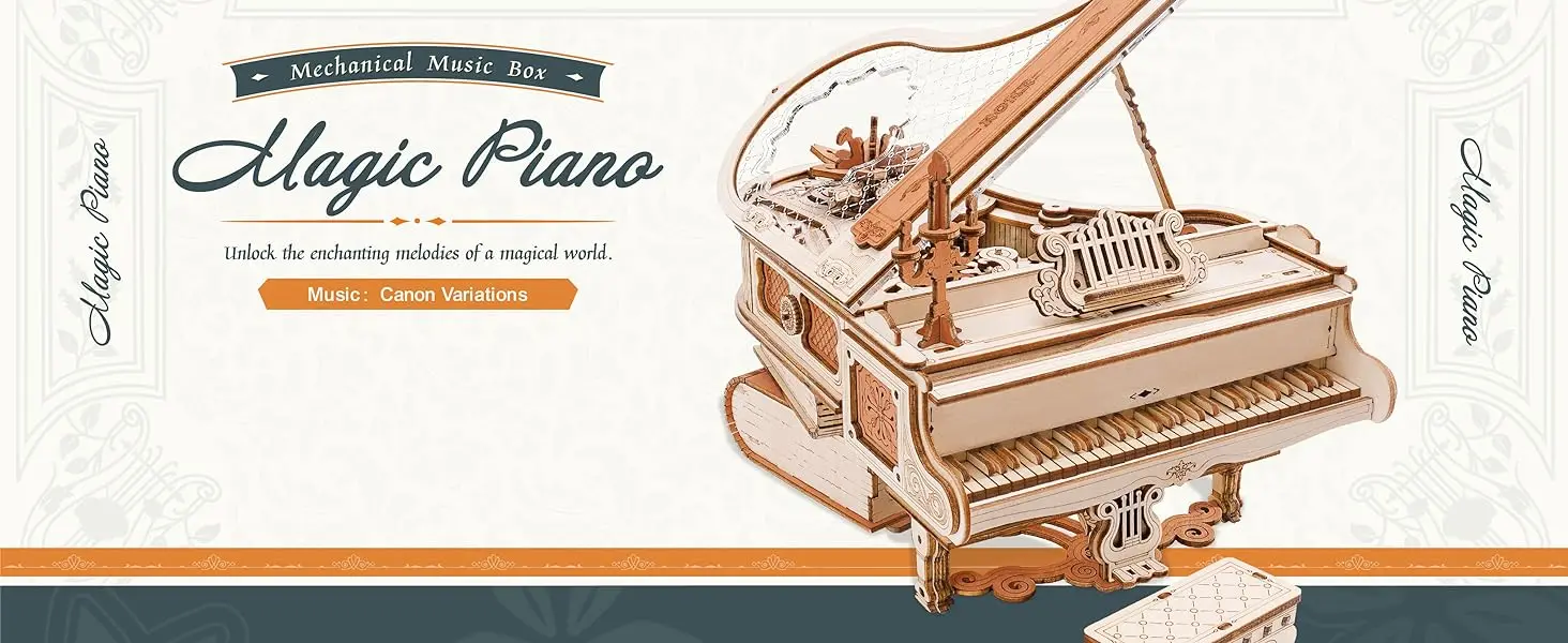 Magic Piano Mechanical Music Box Wooden Puzzle AMK81 - model detail