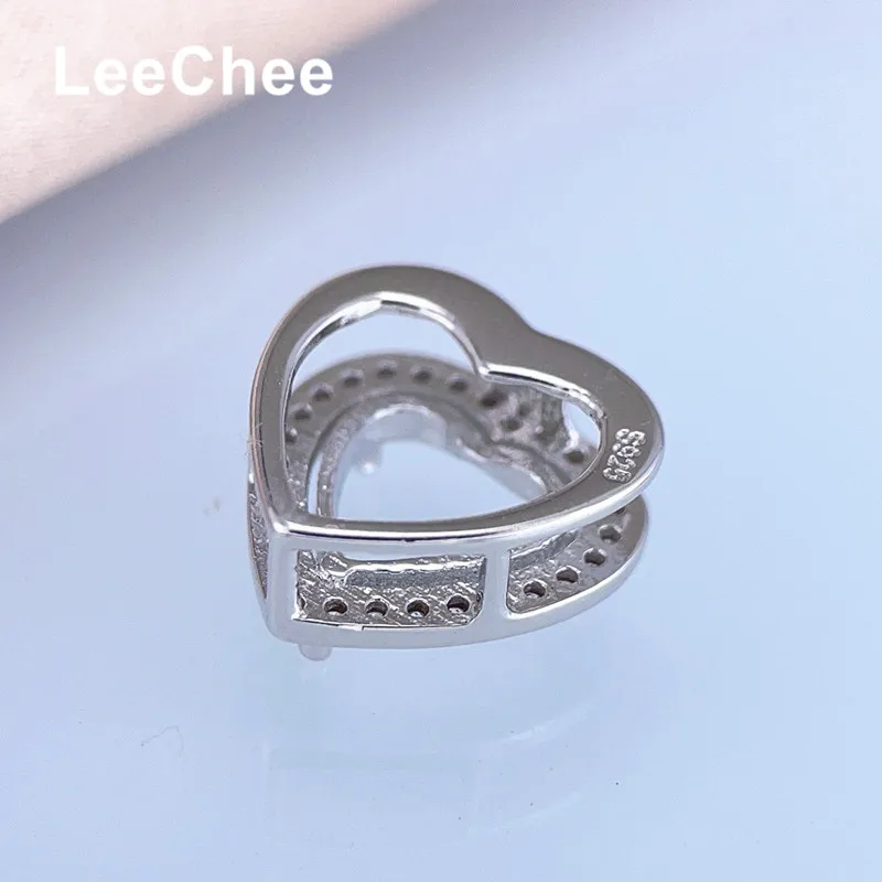 Pendant Base for 8MM 2CT Heart Sharp Gemstones or Moissanite Jewelry Making Real 925 Sterling Silver Handmade Women Necklace DIY view 5