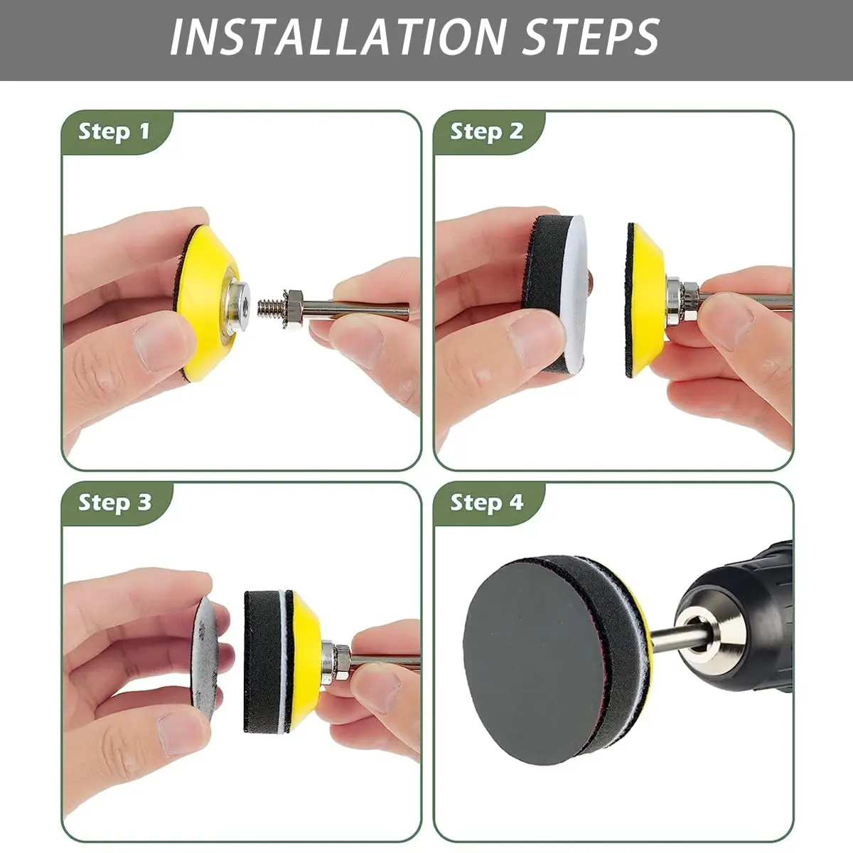 Kit de papel de lija seco y húmedo de 2 pulgadas, grano 60-10000 con almohadilla de respaldo de vástago de 1/4 "y almohadilla de espuma para paneles de yeso de automóviles de madera y Metal
