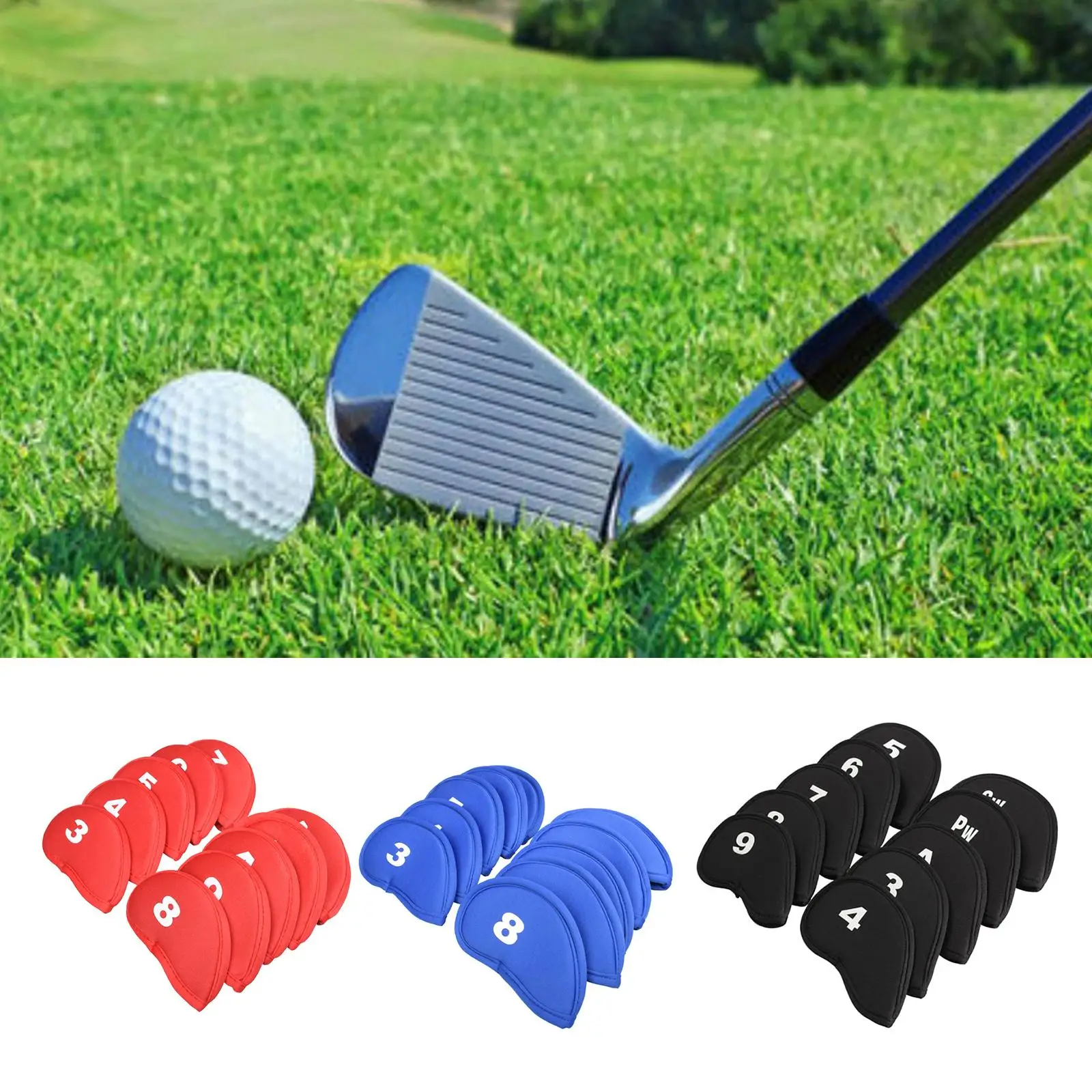 10Pieces Golf Covers, Thicken Golf Club Kopfbedeckung 3,,,,7,8,9,A,Sw,Pw