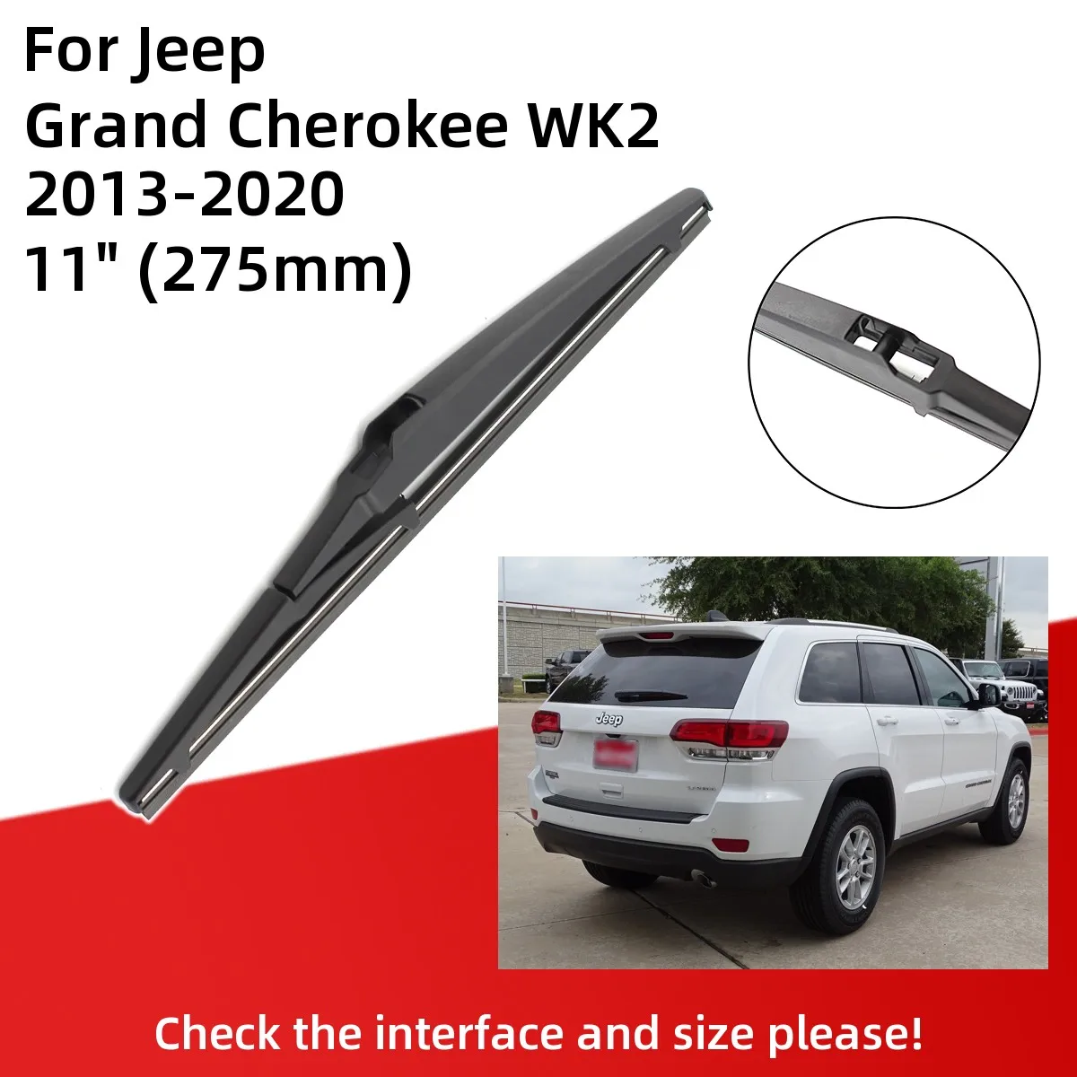 For Jeep Grand Cherokee WK2 2013-2020 Front Rear Wiper Blades Brushes Cutter Accessories J Hook 2013 2014 2015 2016 2017 2018