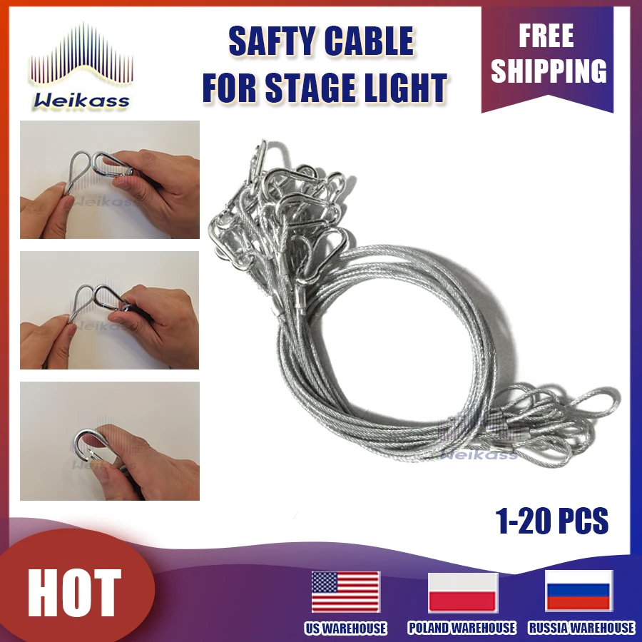 1-20 Cables For Stainless Steel Dj Disco  Lights Steel Wire Safety Ropes Security Cables Stage DJ Disco Lighting Par Lights