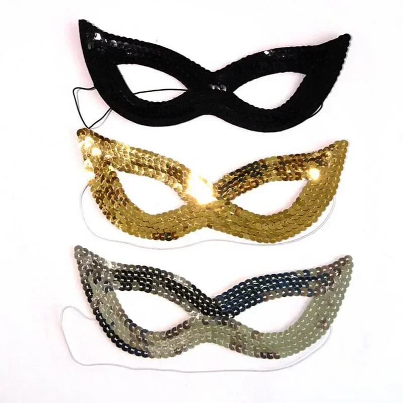 Women Girl Sequins Sexy Fox Cat Eye Mask Half Face Masks Lady Girls Eyewear  Party Masquerade Gift Christmas Halloween Birthday