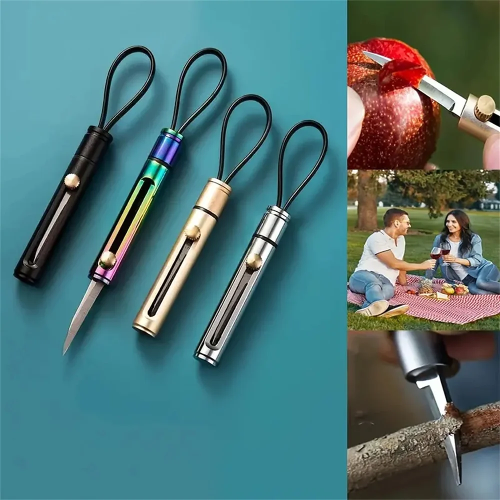 Stainless Steel Mini EDC Knife with Keychain Loop - Portable Outdoor Self-Defense Knife Pendant - Multipurpose Key Ring Tool