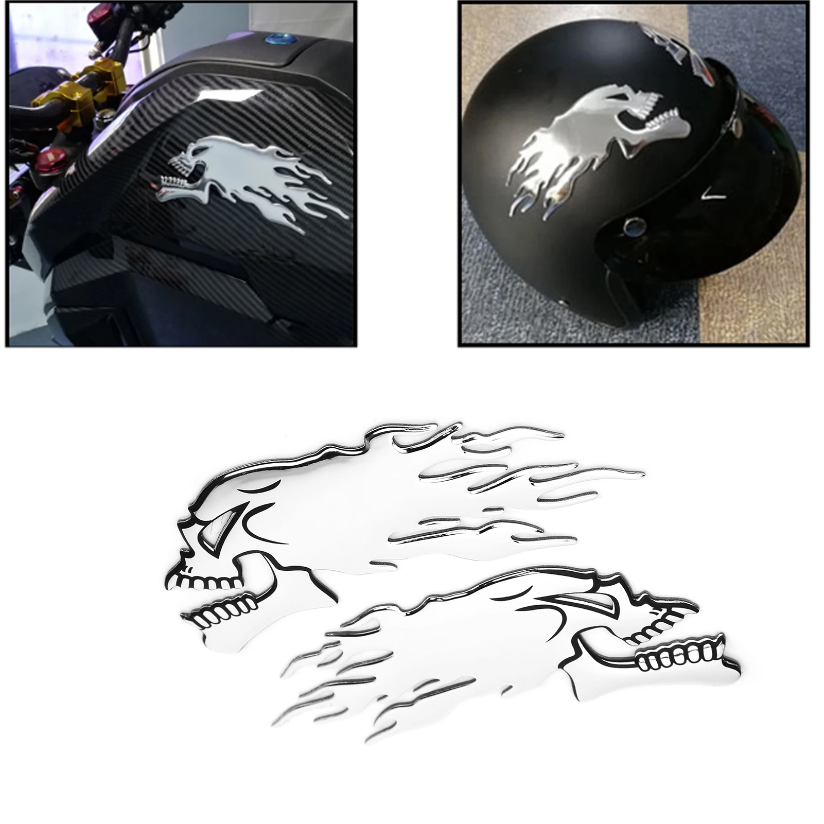 

3D Skull Motorcycle Stickers Waterproof Motocross Vinyl Decals Motorbike Fuel Tank Side Fairings Motorcycle Helmet Decoration