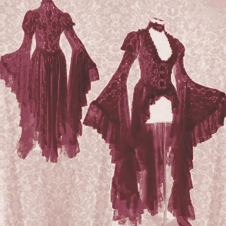 ريترو كورت دانتيل Dr 096 ثوب رسمي جرس Sve عادي Dr Briti Sle خصر مرن طويل Sve Busin Dr #2