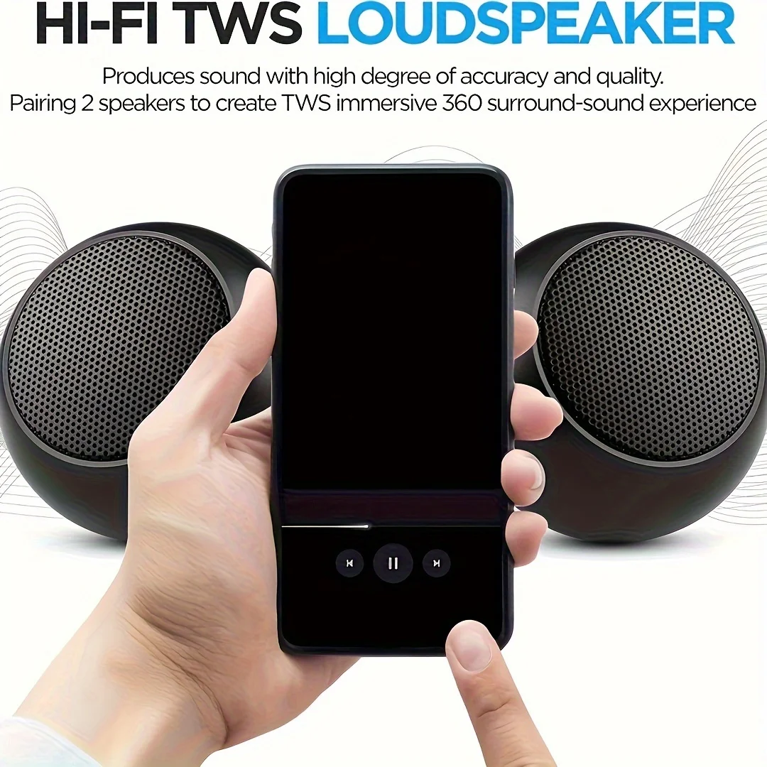 TWS Portable Bluetooth Speaker Mini Wireless Stereo Speaker 300mAh Battery Bluetooth Metal Heavy Subwoofer Outdoor Speaker