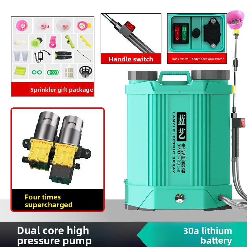 High Pressure Rechargeable Battery Powered Smart Backpack Sprayer Agricultural Pesticide Electric Sprayer Mist Sprayer Green