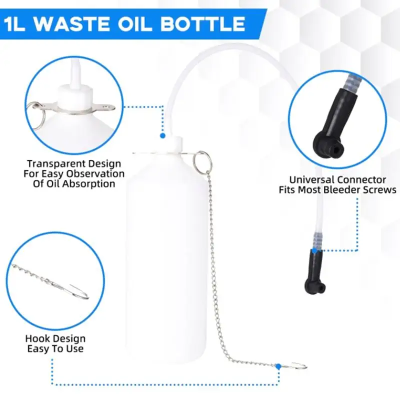 Manual Brake Fluid Extractor 1L Transparent Hand Pump Collection Bottle for Auto Car DIY Repair & Maintenance