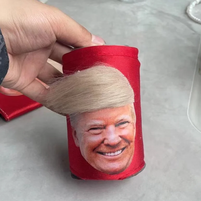 1-5pcs Donald Trump Drink Can Cooler Holder Trump Funny Hair Beer Can Cover Non-Slip for Cans Bottles Pint Glasses Party Cups