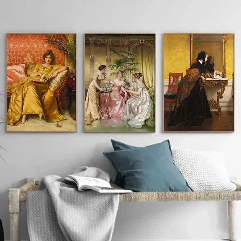 لوحات قماشية فيكتورية لنساء عصر النهضة ، سر فيكتوريا ، ملصق قديم ، صور فنية جدارية ، ديكور منزلي