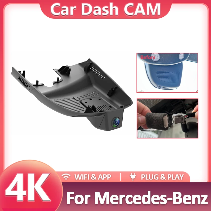 

Видеорегистратор для Mercedes-Benz GLA 180 200 220 260 для MB GLA220 X156 GLA260 GLA180 GLA200 2016-2019, 4K Автомобильный видеорегистратор, управление через приложение