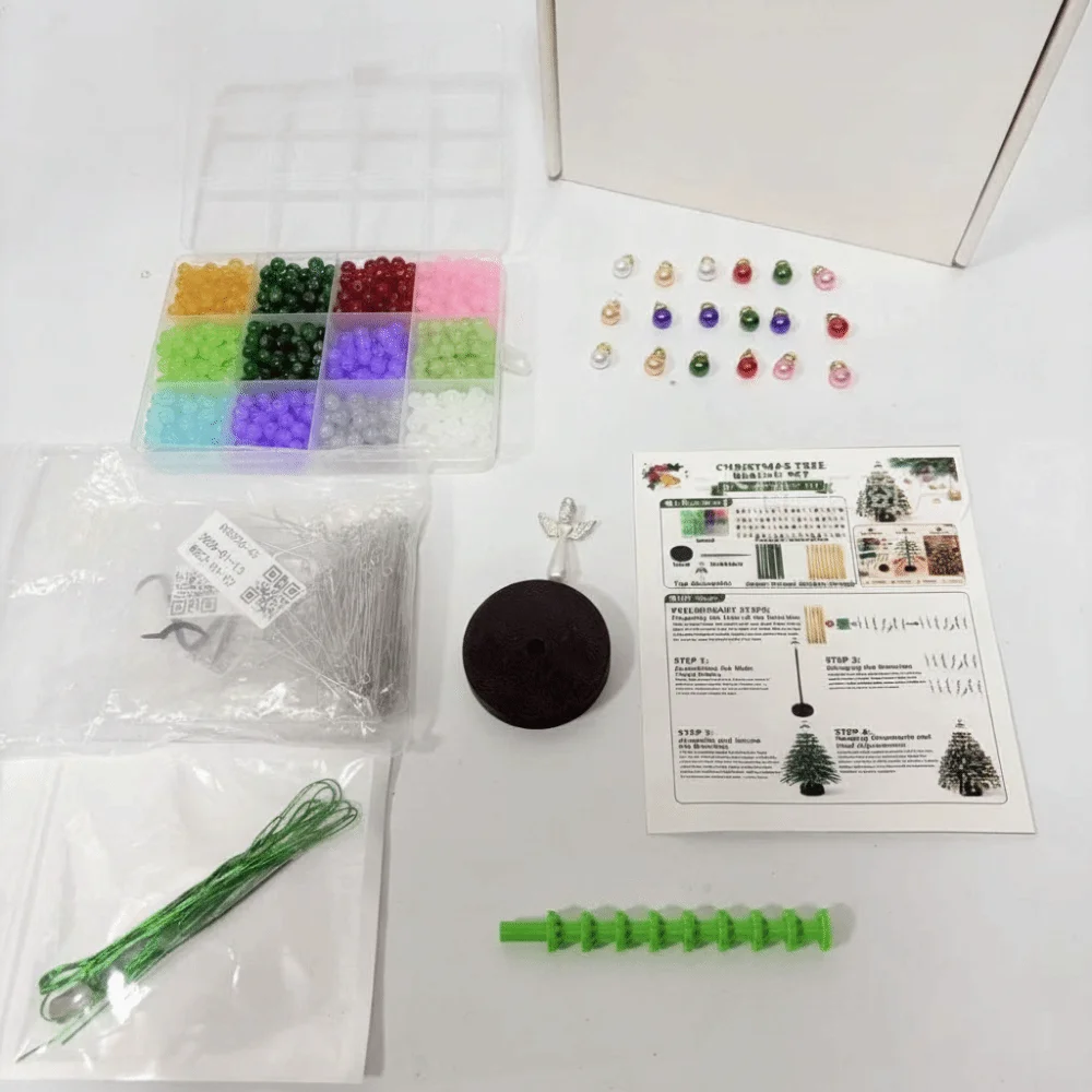 Handmade Bead Weaving Beaded Christmas Tree Kit Multi-Color Beads Crystal Bead Material DIY Christmas Tree Craft Kit