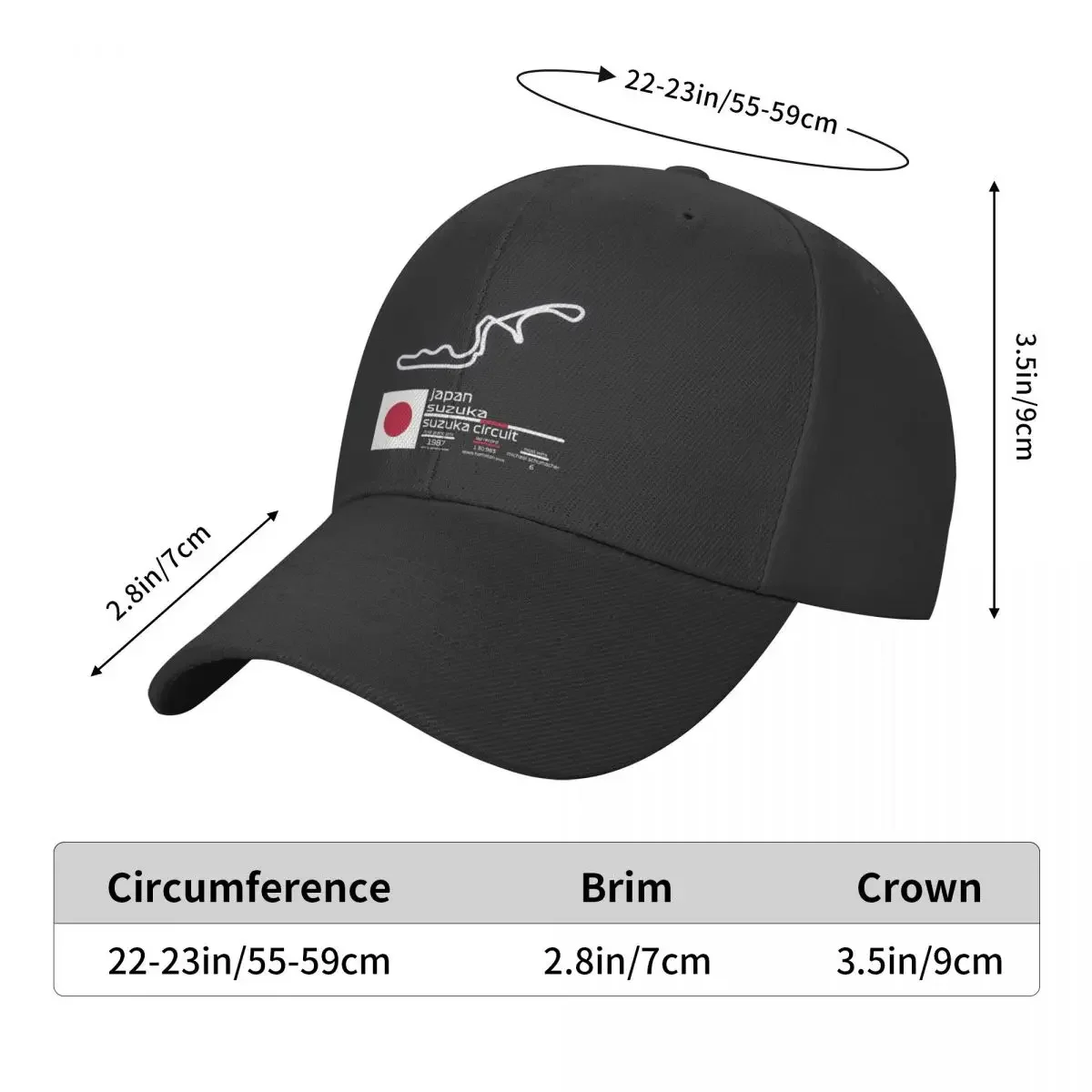 Suzuka Circuit F1 Records Baseball Cap Beach Outing Big Size Hat Custom Cap black For Girls Men's image 6