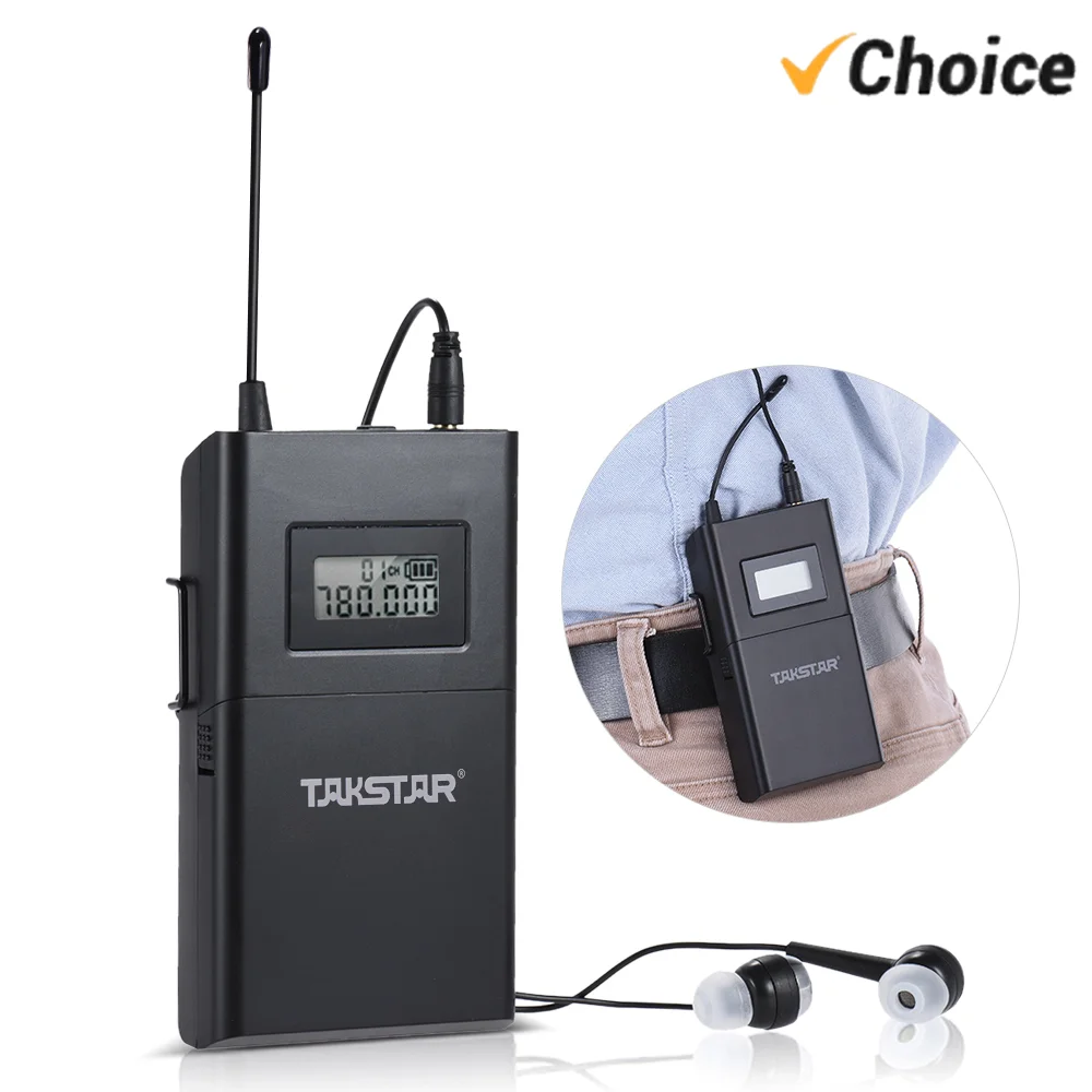 TAKSTAR WPM-200R UHF Wireless Audio System Receiver LCD Display 6 Selectable Channels 50m Transmission Distance w/Headphones