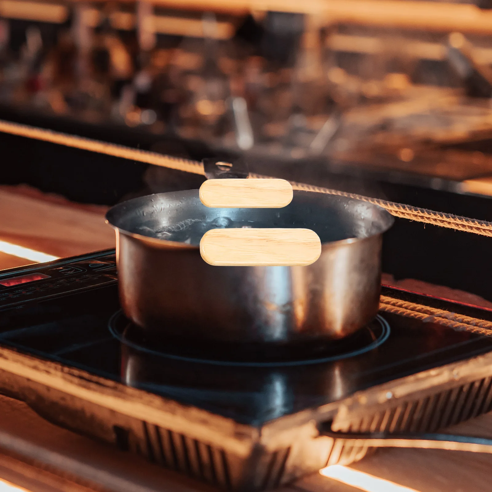 

2Pcs Wooden Pot Handle Holders Heat-Resistant Pan Handle Covers Non-Slip Pot Grip Sleeves Kitchen Cookware Accessories