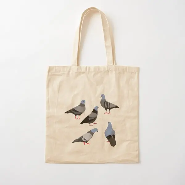 Design 33 The Pigeons Cotton Canvas Bag Printed Tote Shoulder Bag Fabric Unisex Women Handbag Grocery Travel Ladies Casual
