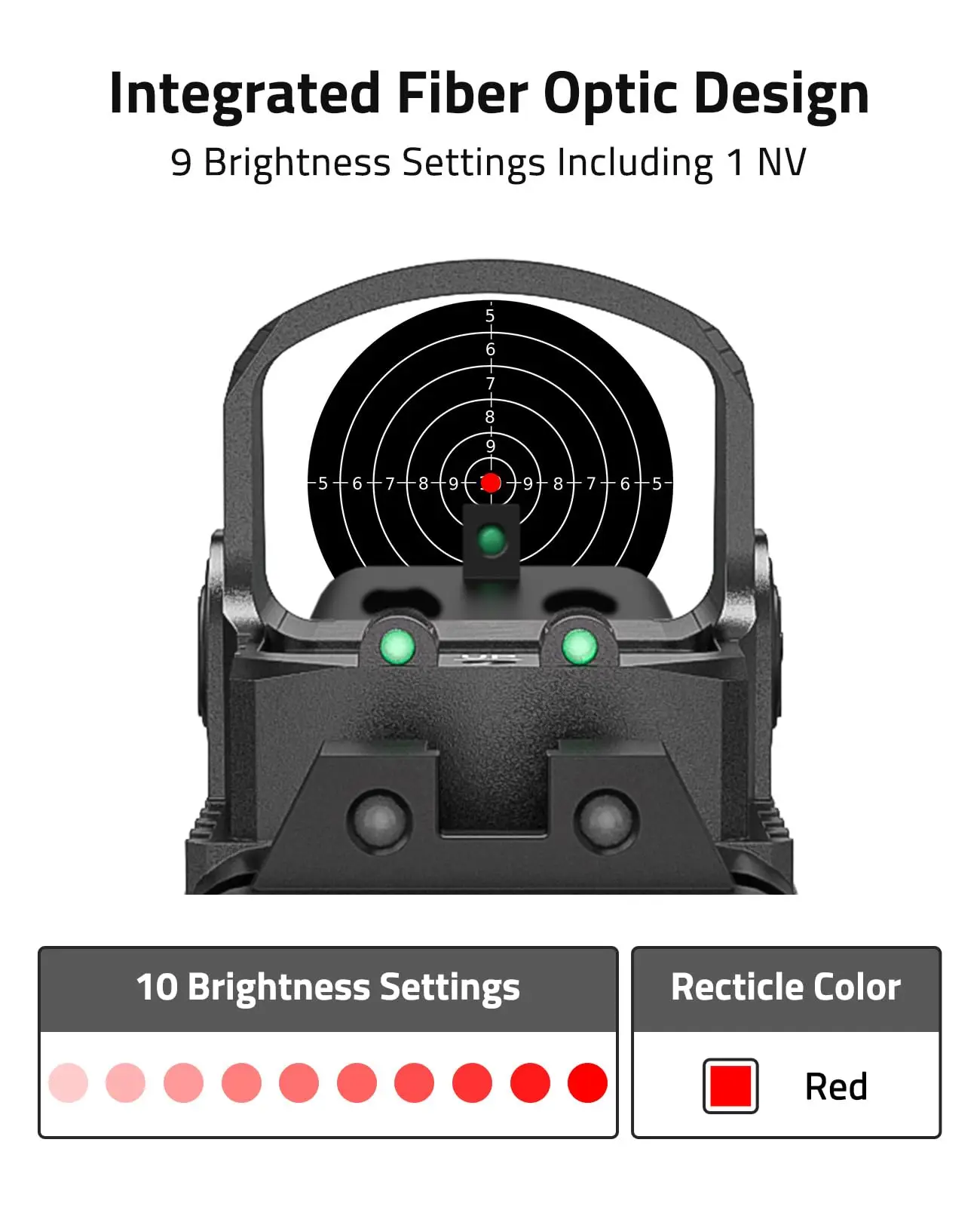 MidTen WolfCovert Motion Awake Red Dot Sight RMS RMSC MOS 2MOA Open Sight Shockproof Adapter Plate  21mm Picatinny Base