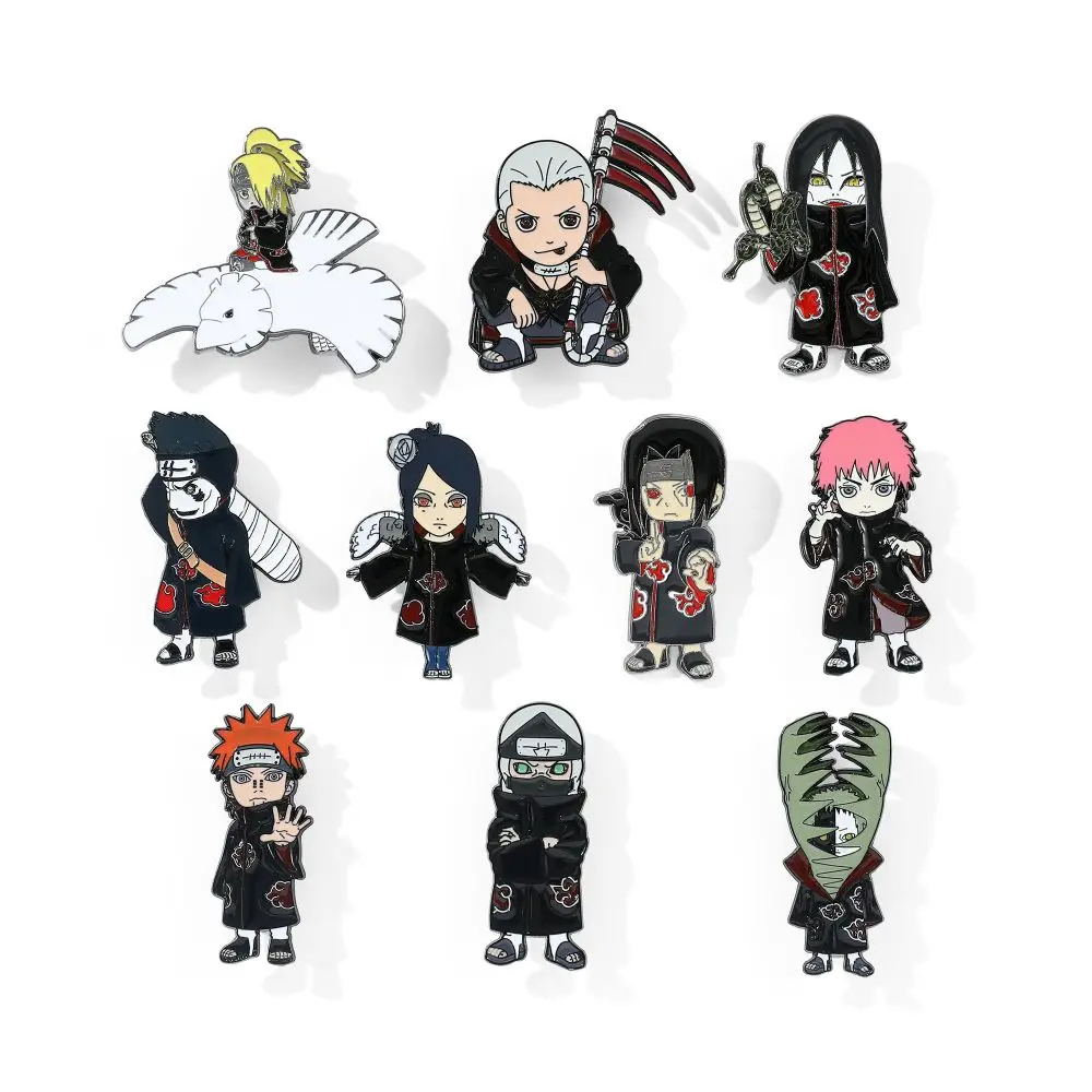 Anime Naruto Akatsuki Anstecknadeln für Rucksack und Jeans, Anime Naruto Emaille-Broschen, Modische Accessoires, Fangeschenke, Cartoon-Abzeichen