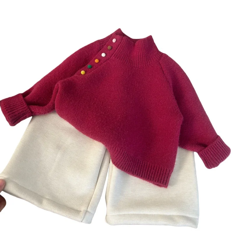 طفل فتاة 2 قطعة دعوى شتاء جديد ملون رقيق الكرة رشاقته الدافئة الاطفال الفتيات سترة بلون الصوف الرضع طفل الفتيات بانت