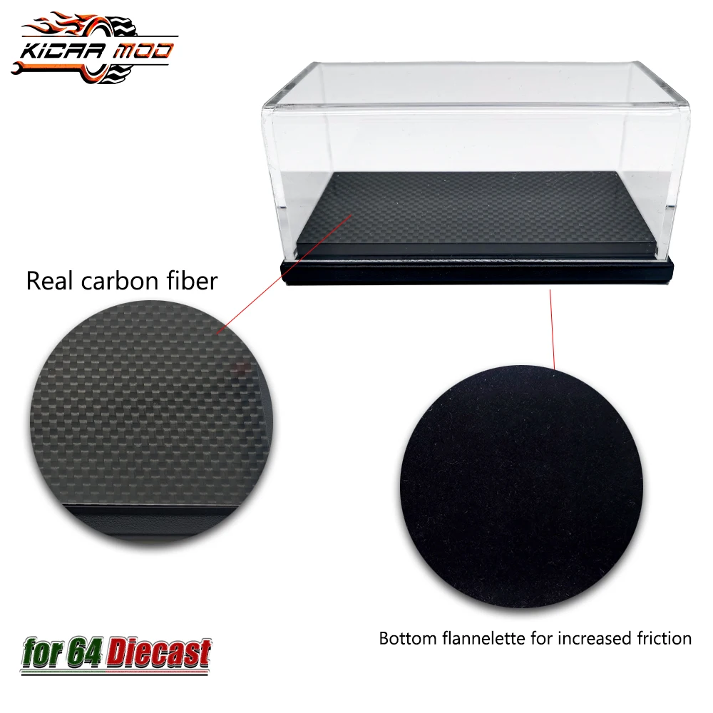 1/64 Model Car Display Box Carbon Fiber Base Acrylic Diorama Garage Model Scene Toys Set Gifts For Collection(Without cars)