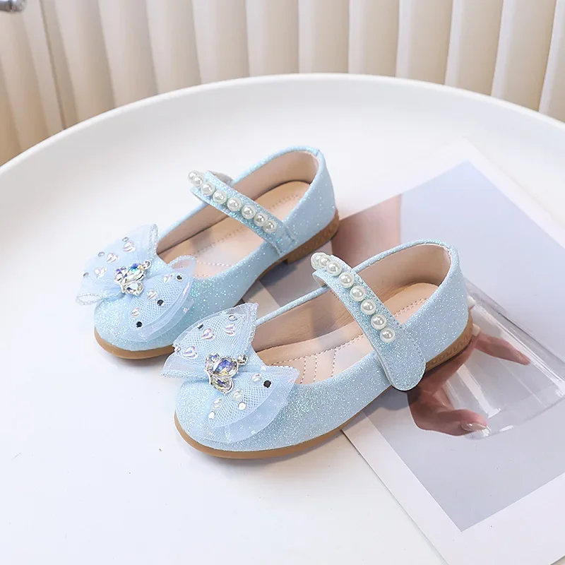 Children PU Leather Mary Jane Stage Performance Shoes Spring Autumn Girl Bow Soft-Soled Non-Slip Princess Shoes Kids Casual Shoe