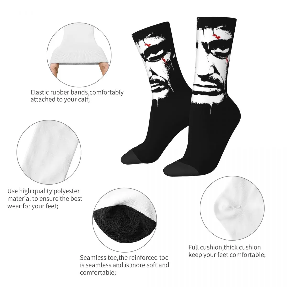 Scarface Movie Tony Montana Merch Crew Socks Sweat Absorbing Vintage Skateboard Middle Tube Socks Cute for Women Men Best Gifts