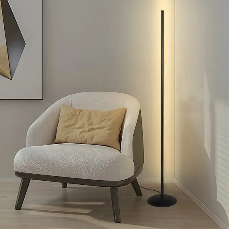 SANDYHA Modern Floor Lights Simple Nordic LED Living Room Bedroom Vertical Bedside Lamp Wall Corner Remote Control Atmosphere