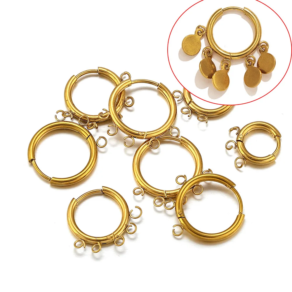 

6pcs/Lot Stainless Steel PVD Gold Plated Round Earrings Ear Hoop Earring Hooks for DIY Charm Jewelry Making Accessories Findings