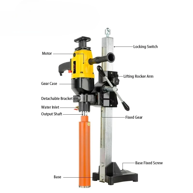 160mm Upright Column 2380W Portable Manual 160mm Diamond Concrete Drill Core Cutting Machine