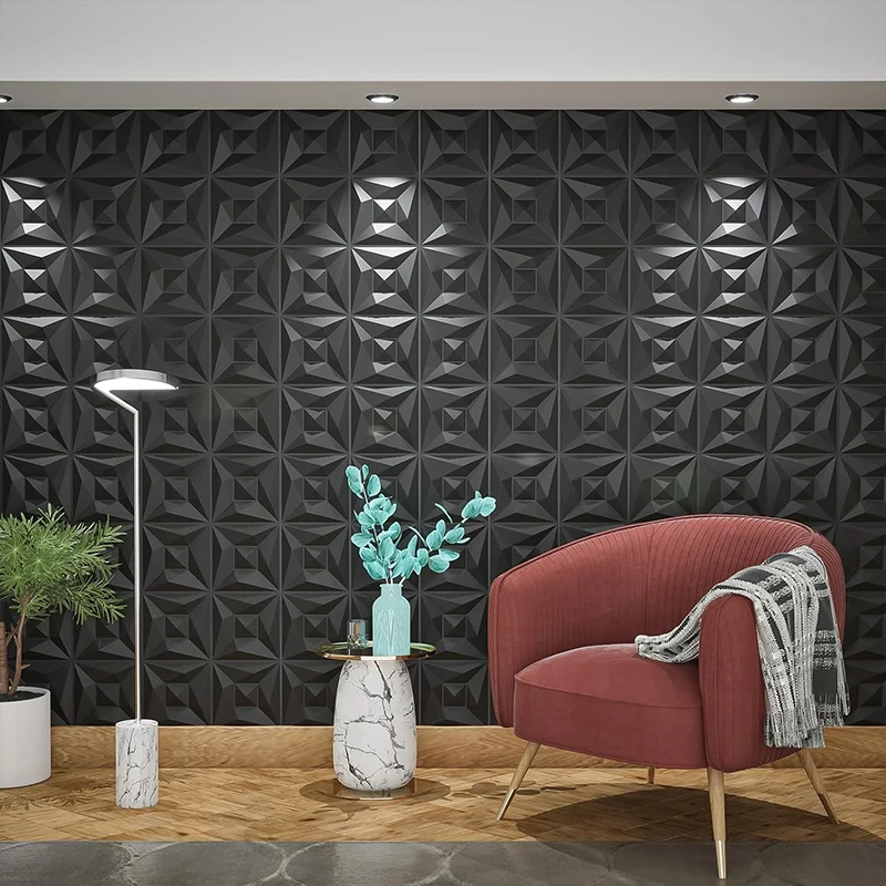Decorative 3D Wall Panels in Diamond Design 30cm 3d wall sticker Wallpaper Champagne gold Wood grain waterproof bathroom kitchen