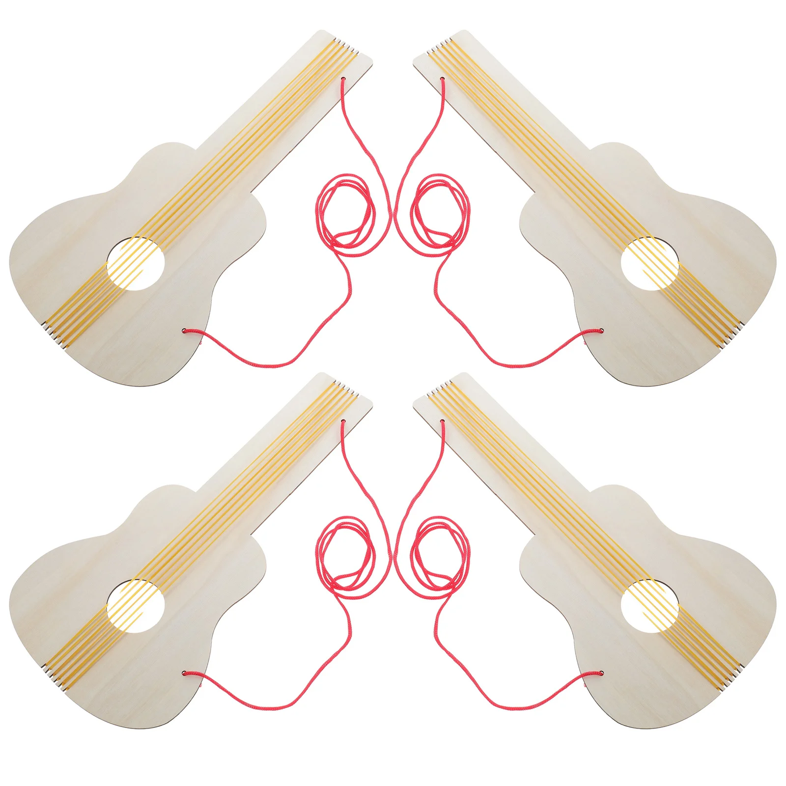 Guitarra de madera sin terminar para niños, pintura artesanal, decoración de instrumentos musicales para jardín de infantes, uso educativo, 4 Uds.