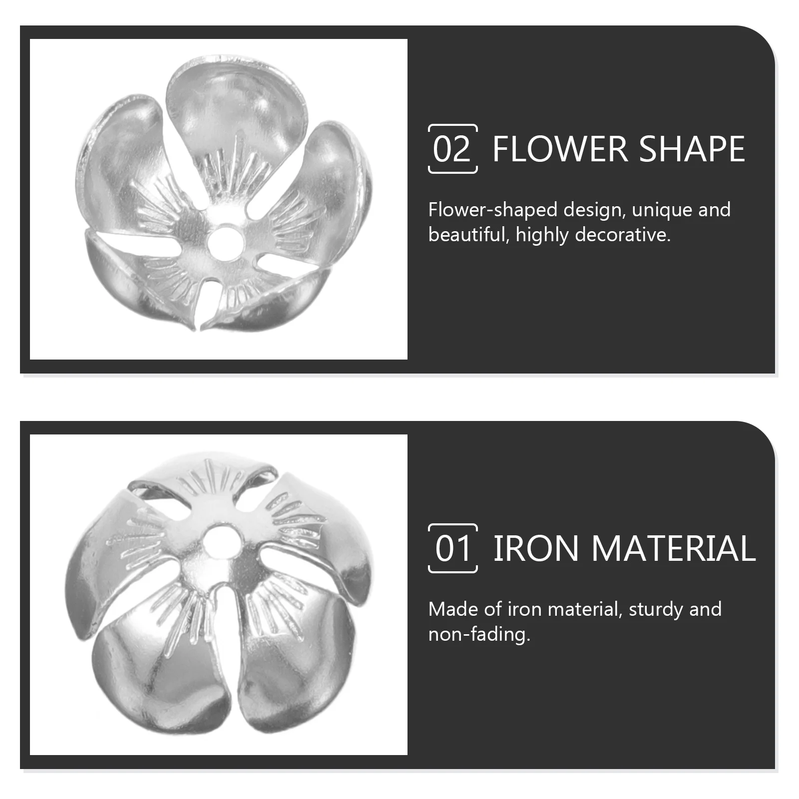 

50Pcs Jewelry Bead Caps Metal Flower Design DIY Crafting Supplies for Necklace Bracelet Earring Making Spacer Ends