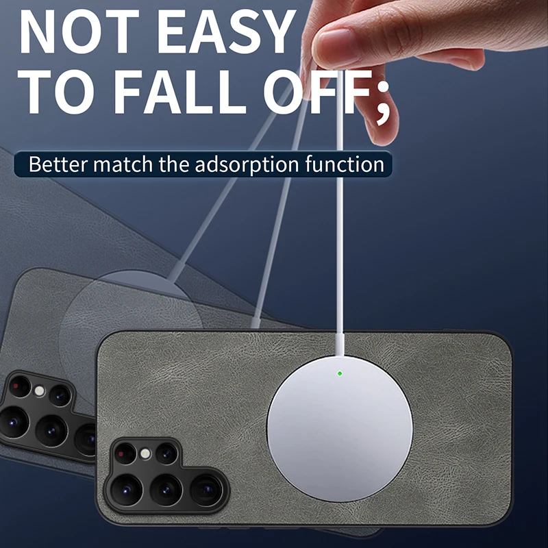 حافظة من جلد الغنم لهاتف Magsafe لهاتف سامسونج جالاكسي S25 S26 Ultra Edge S24 S22 Plus S23 Fe غطاء مغناطيسي مقاوم للصدمات
