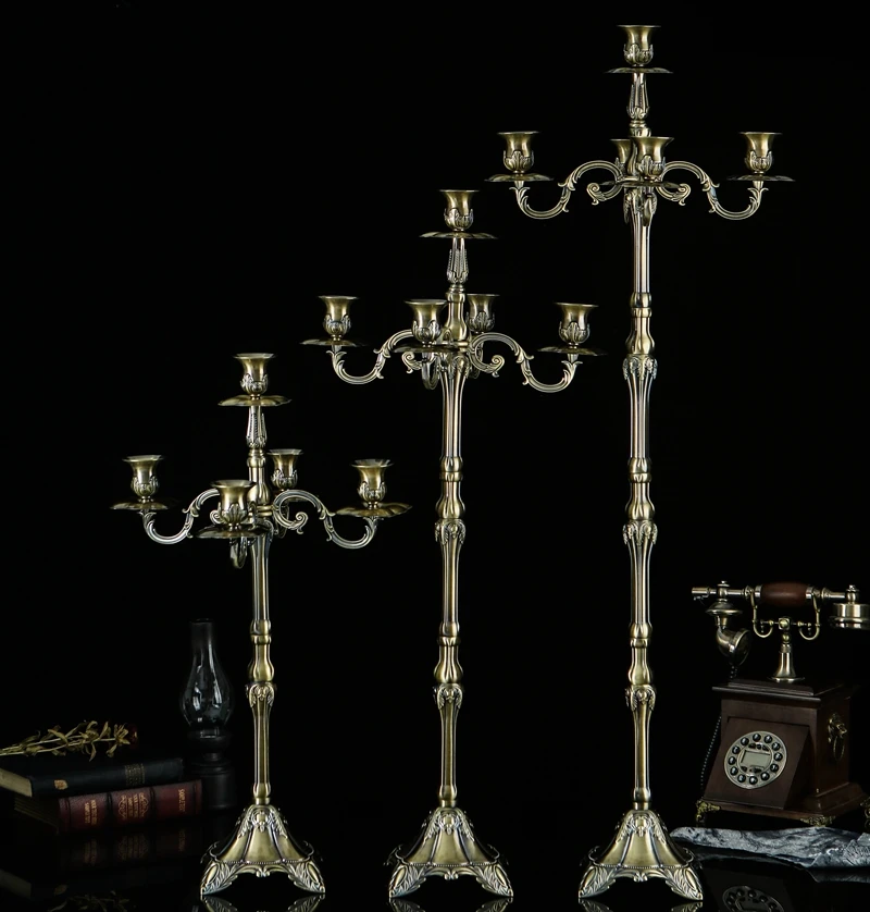 Alloy bronze five-headed candlestick hotel ktv wedding romance three heights optional