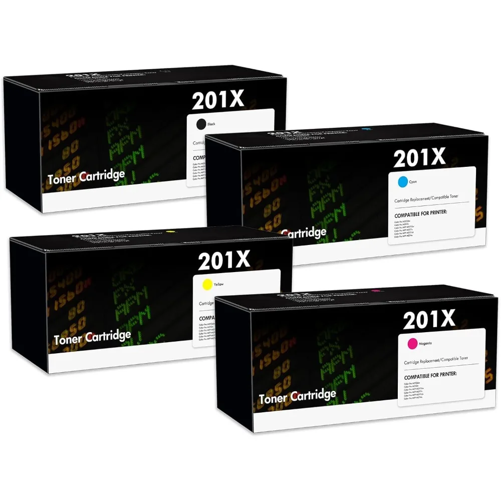 201X 201A Toner Cartridges 4 Pack High Yield Compatible for CF400X CF401X CF402X CF403X Toner for Color Laser Pro MFP