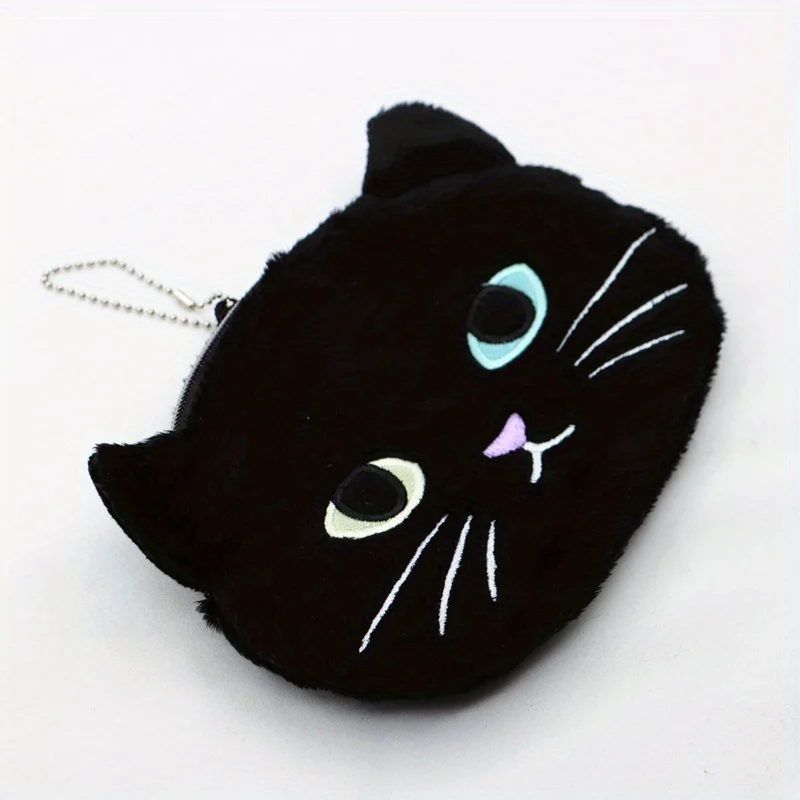 لطيف هالوين القطيفة السوداء القط عملة المحفظة أحمر الشفاه حقيبة التخزين الفتيات هدايا حفلة عيد ميلاد