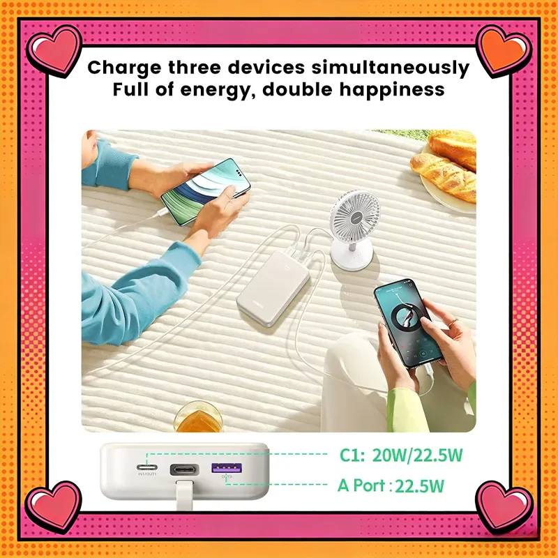 UGREEN PB505-35340A   20000mAh portable power bank, with USB-C cable, supports 20W PD fast charging, PPS fast charging protocols