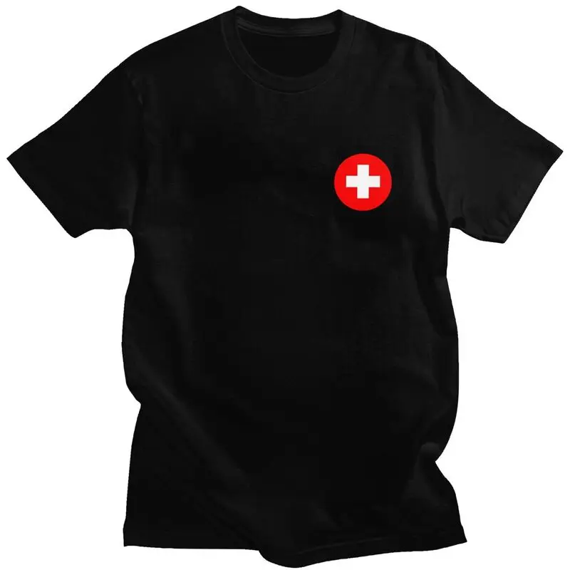 Custom First Aid Emergency Medicine T Shirt for Men Pure Cotton Tshirt Leisure Tee Doctor Nurse T-shirts Slim Fit