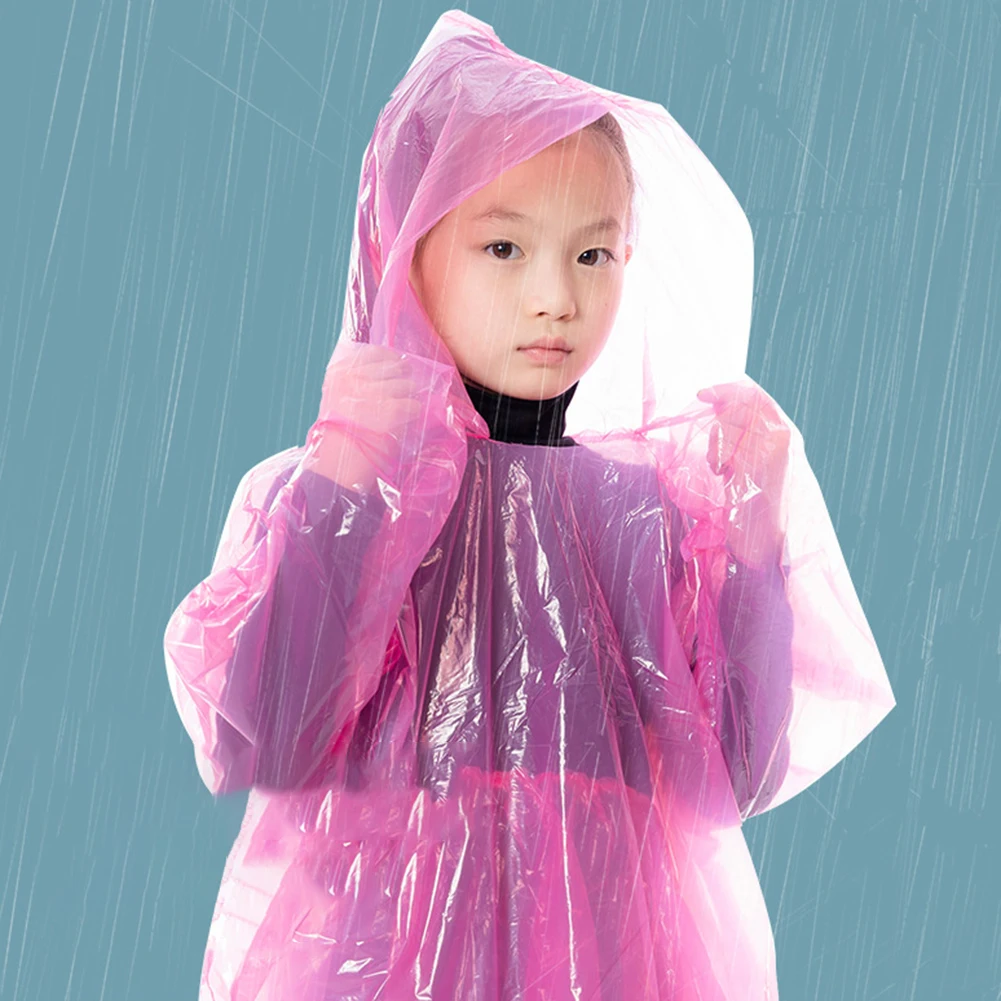 3Pcs Kids Travel Raincoat Waterproof Disposable Emergency Raincoats Plastic Rain Poncho for Outdoor Camping/Recreation/Hiking