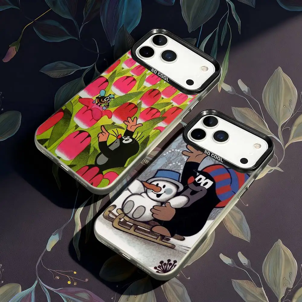 

L-Little Mole Phone Case For iPhone 17,16,15,14,13,12,X,8,Pro,Max,Plus,E,SE4,Air,Mini IMD Matte Black