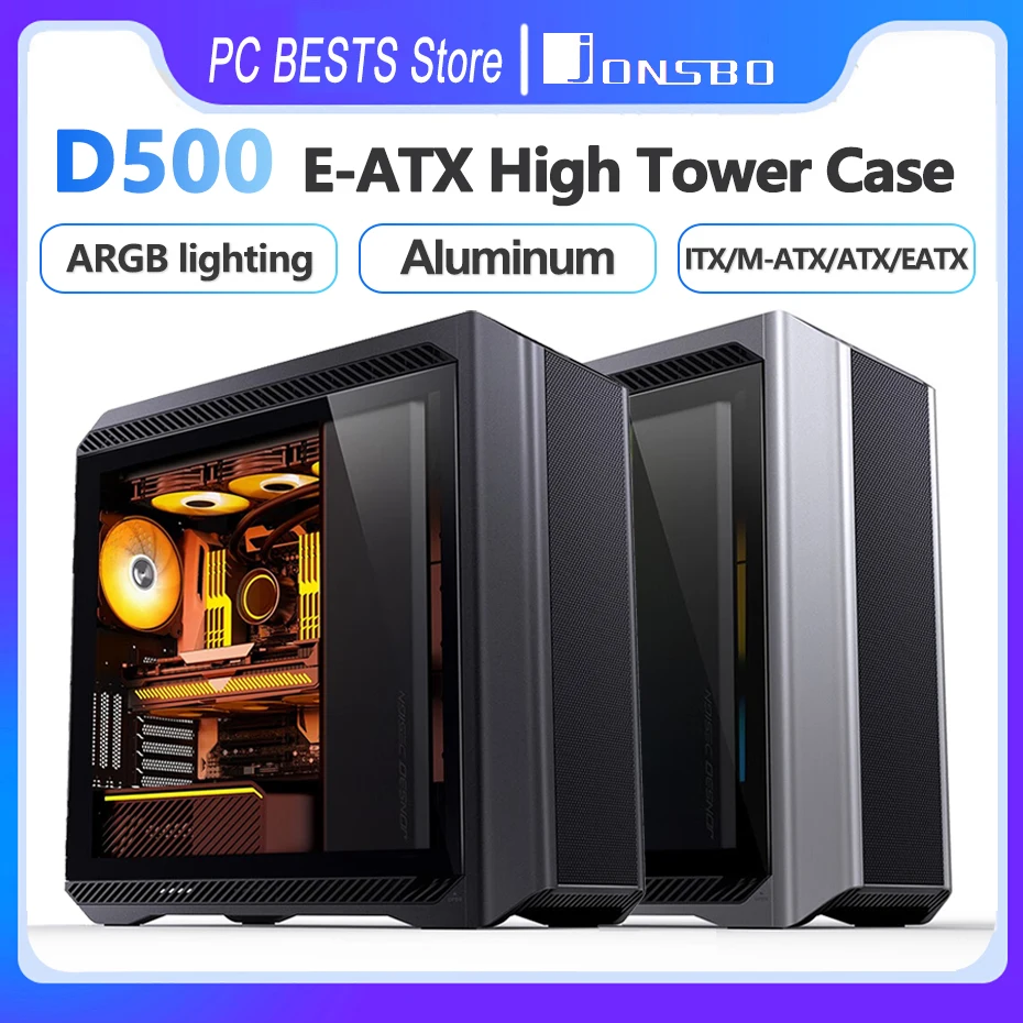 

Jonsbo D500 E-ATX High Tower Case Computer Host Support Multihard Disk Expansion ARGB Light Bar 420 Cold Row Office Chassis