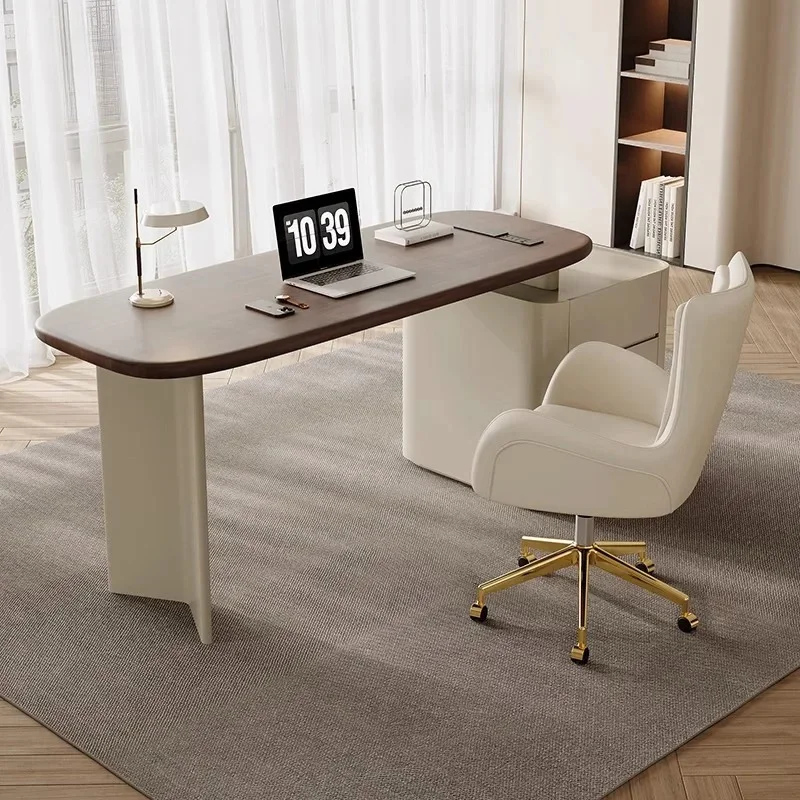 Escritorio antiguo francés estilo crema, escritorio de estudio para oficina en casa, escritorio de computadora moderno, simple, retro, mesa de consulta médica y de belleza