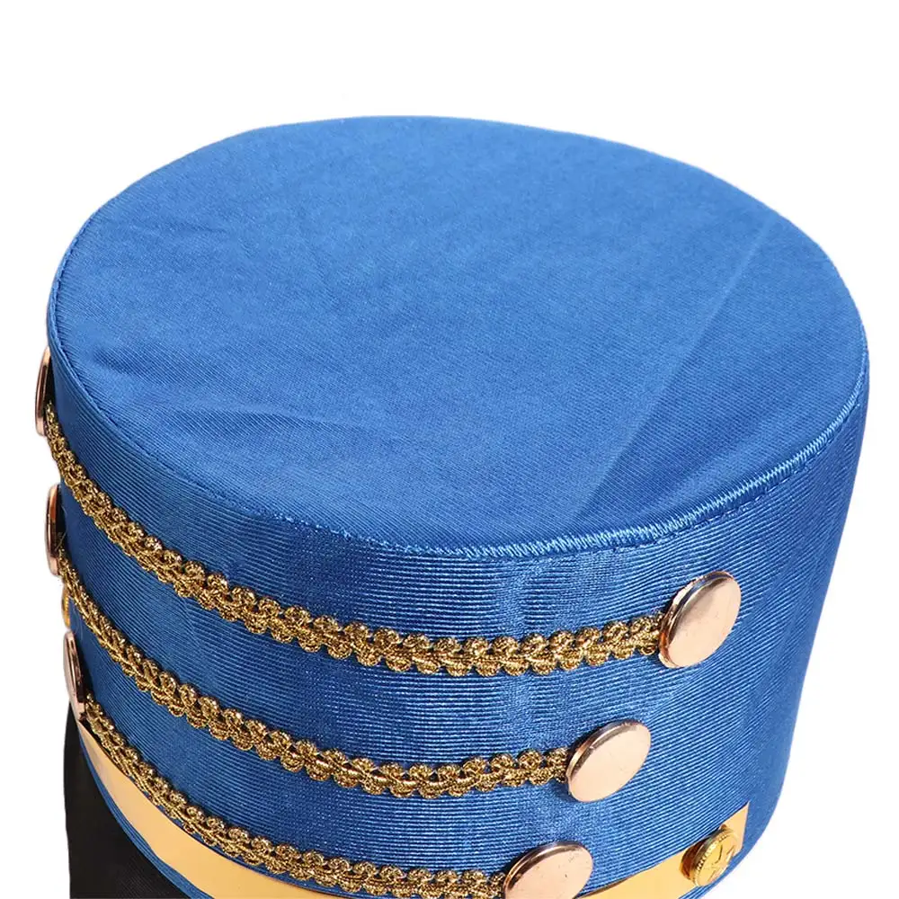 Hat-nutcrackers Marching Band Hat Gold Trim Strips Cosplay Show Drum Major Master Hats Themed Party Skin-friendly